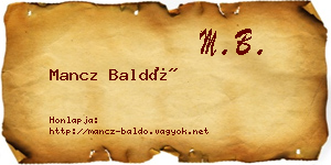 Mancz Baldó névjegykártya